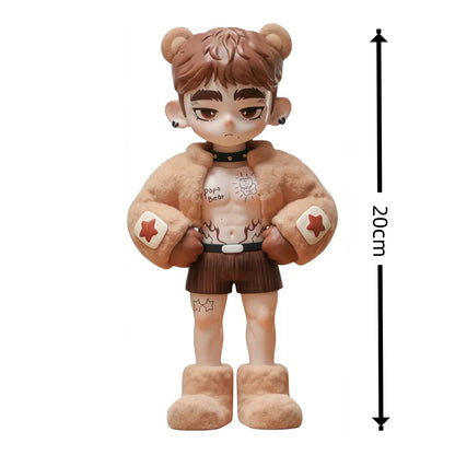 Toos Deer Head Boy Figure Muscle Guy Handsome Boy with Tattoo Warrior Doll Running Park Collection Ornament Accompany Gift