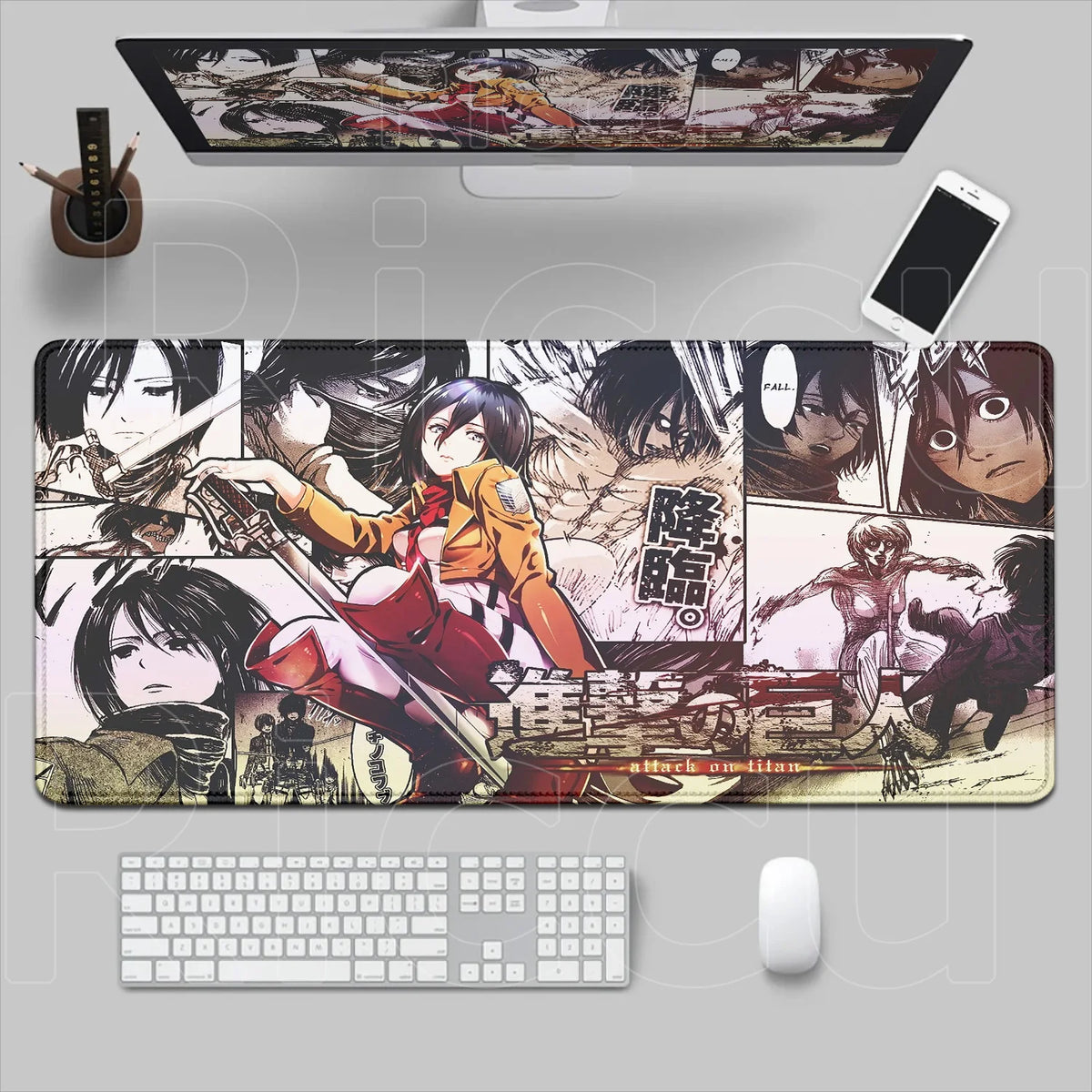 New HD Printing Attack on Titan Anime Desk Mat Large Lock Edge Mouse Pad Computer Mousepad Gaming Laptop Keyboard Mouse Mats Rug