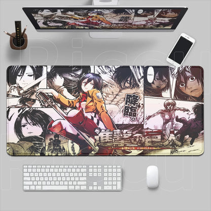 New HD Printing Attack on Titan Anime Desk Mat Large Lock Edge Mouse Pad Computer Mousepad Gaming Laptop Keyboard Mouse Mats Rug
