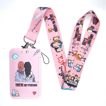 100 Styles Anatomy Credential Holder Keychains Neck Lanyard Pass Card Anime Credit Card Holder Keychain Straps Wholesale