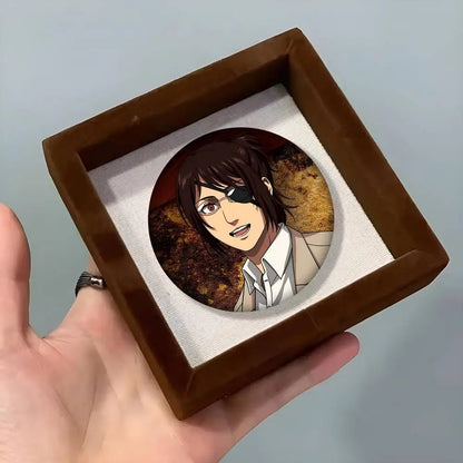 1pc Hange Zoe Attack On Titan Anime Cartoon Style Badge Brooches On Backpack Decoration Round Enamel Pins For Accessorys