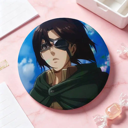 Hange Zoe Attack On Titan Anime Badges 25 32 44 58 75 Mm Round Cosplay Pin Bag Decor Fans Collect Friends Gifts Brooch Souvenir