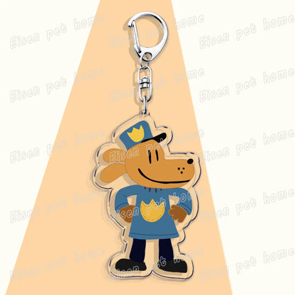 Dog Man Cat Keychain