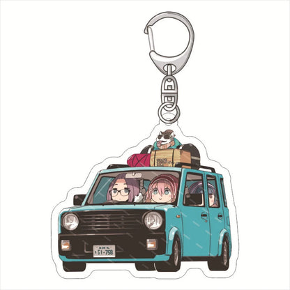 6CM Anime Yuru Laid-Back Camp Shima Rin Kagamihara Nadeshiko Acrylic Figure Keychain Pendant Cosplay Charm Backpack Cartoon Ker