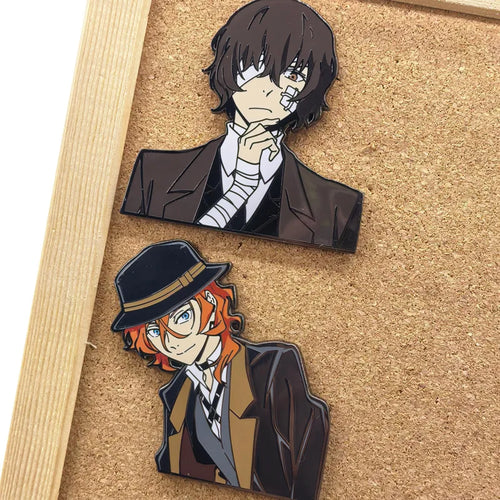Anime Bungo Stray Dogs Pins Dazai Osamu Nakahara Chuuya Metal Badges