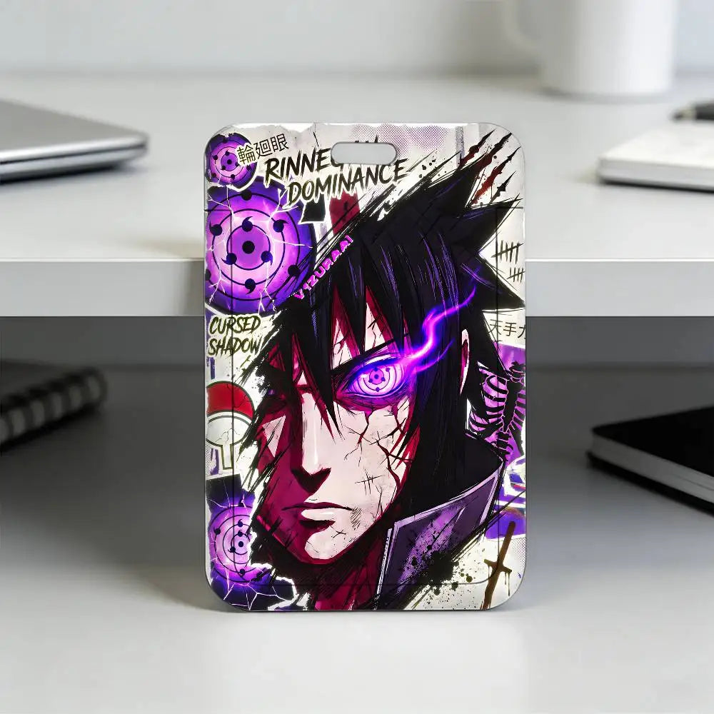 Anime N-NARUTO Akatsuki Itachi Sharingan Transparent Card Holder Employee Plastic Slide Cover Lanyard Work Business ID Bag Bus