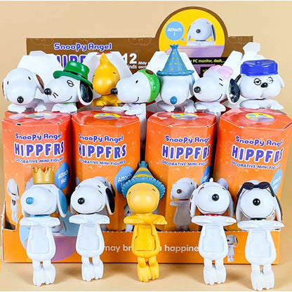 Cartoon Snoopy Angel Blind Box Desktop Computer Screen Ornament Cute Mini Series Figurines Dolls Christmas Birthday Toys Gifts