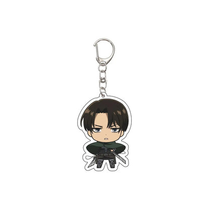 55MM Keychain Anime Attack on Titan Eren Jaeger Mikasa Ackerman Levi Ackerman Hanji Zoe Erwin Smith Acrylic Key Chain Cute Gifts