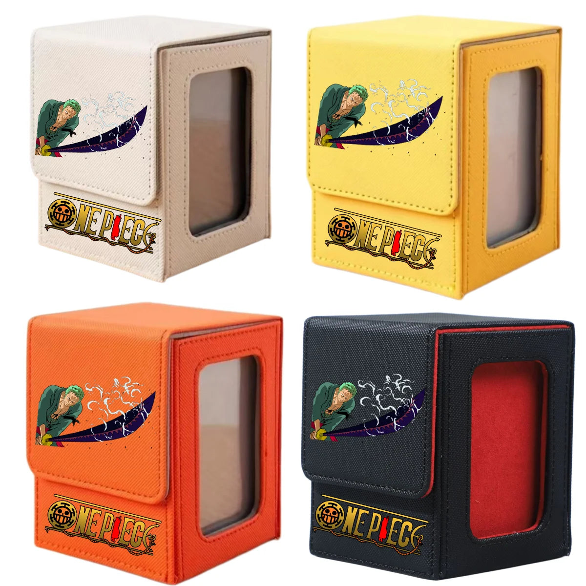 ONE PIECE Luffy Zoro Trading Card Deck Box with Window Cartoon Magnetic Closure Game Card Deck Holder Jewelry Organiser Case