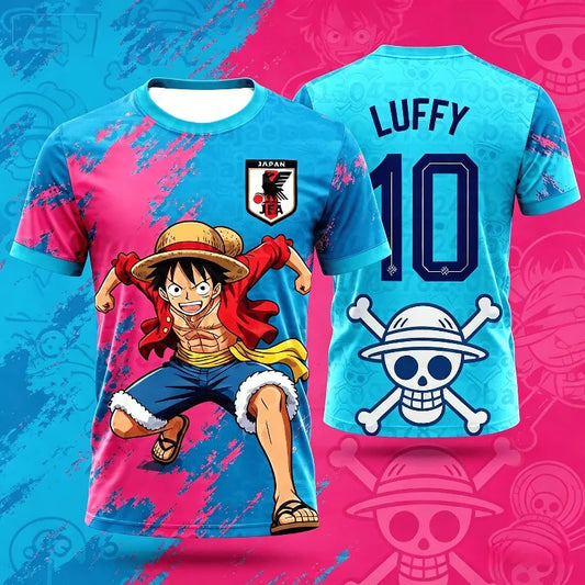 Japan One Piece Luffy Football Jersey Men T-shirt Kids Football Special Jersey Kit Adult Men's/Women's Quick-Drying Sweatshirt