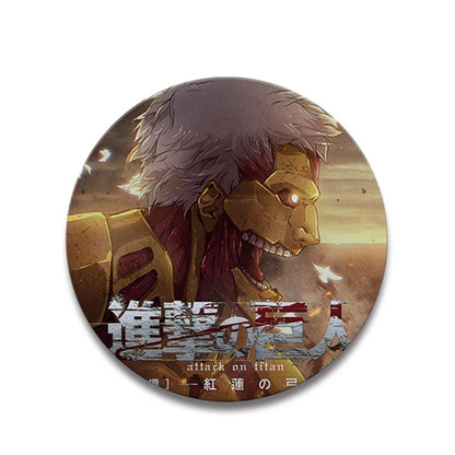 58mm Anime Attack on Titan Eren Jaeger Mikasa Ackerman Erwin Smith Cosplay COSTUME Badge Pin SPTE Tinplate Brooch Prop Xmas Gilf