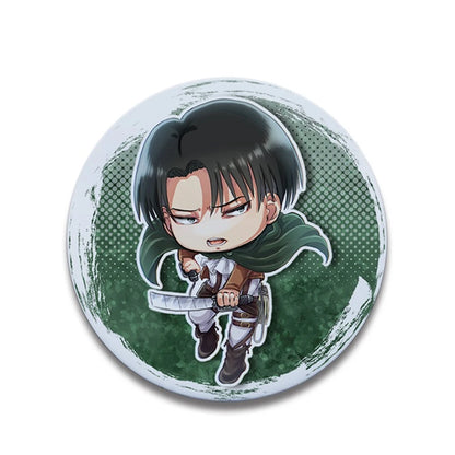 58mm Anime Attack on Titan Eren Jaeger Mikasa Ackerman Erwin Smith Cosplay COSTUME Badge Pin SPTE Tinplate Brooch Prop Xmas Gilf