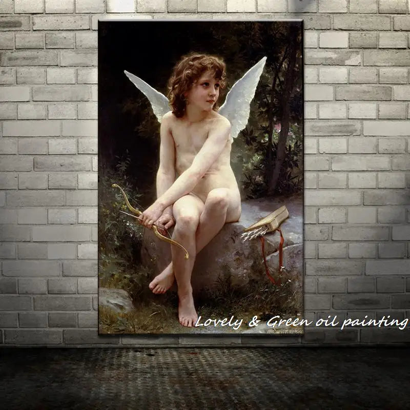Arthyx,Print Love On The Look Out Of William Adolphe Bouguereau Oil Paintings On Canvas,Classical Wall Picture Living Room Decor