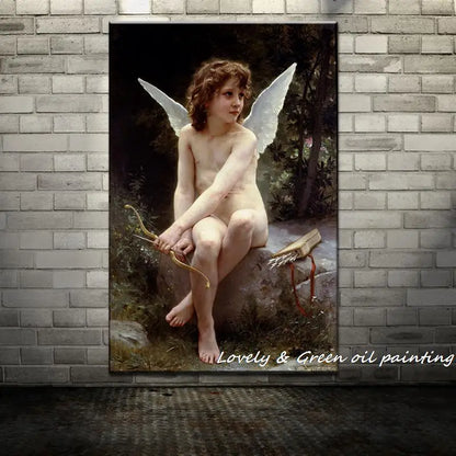 Arthyx,Print Love On The Look Out Of William Adolphe Bouguereau Oil Paintings On Canvas,Classical Wall Picture Living Room Decor
