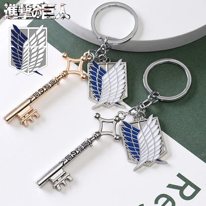 Anime Attack On Titan Shingeki no Kyojin Keychain Pendant Key Chain Scouting Legion Emblem Cosplay Jewelry Gift for Women Men
