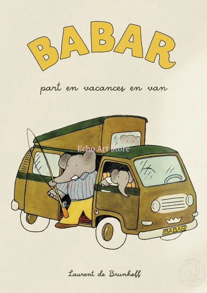 Babar Family Car Canvas Poster