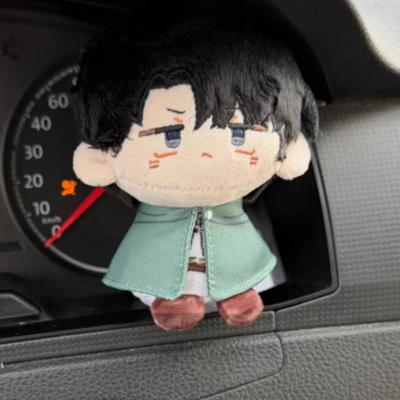 Attack On Titan 12cm Doll Ackerman Levi Eren Plush-Like Texture Doll Cute Cartoon Keychain Anime Stuffed Ornament Doll Fans Gift