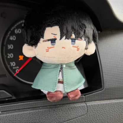 Attack On Titan 12cm Doll Ackerman Levi Eren Plush-Like Texture Doll Cute Cartoon Keychain Anime Stuffed Ornament Doll Fans Gift
