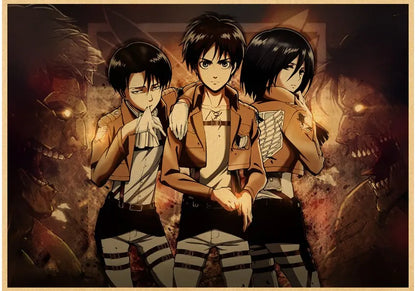 High Quality Vintage Japanese Anime Attack on Titan Retro Poster  Shingeki No Kyojin Kraft Paper Art Print Wall Sticker for Home