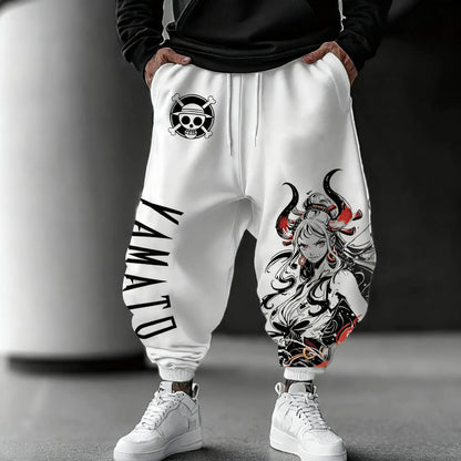 ONE PIECE Anime Yamato Printed Sweetpants 2025 Autumn/Winter Men's New Hip Hop Trend Y2K Casual Loose Sports Tapped Pants
