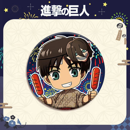 Attack on Titan Double Flash Badge 201 230 Anime Merchandise 75mm 58mm Plain Surface Laser Silver Glitter Pin Character Series