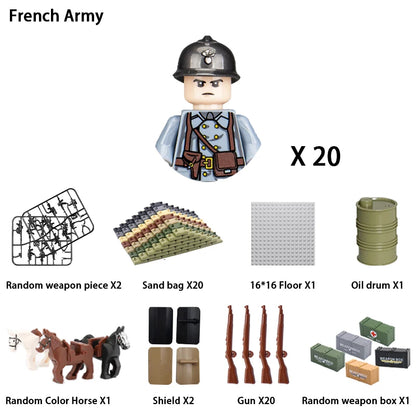 24pcs/batch WW2 Military Character WW2 Army Building Blocks Military Soldier Character Building Blocks Kids Holiday Gift Toys