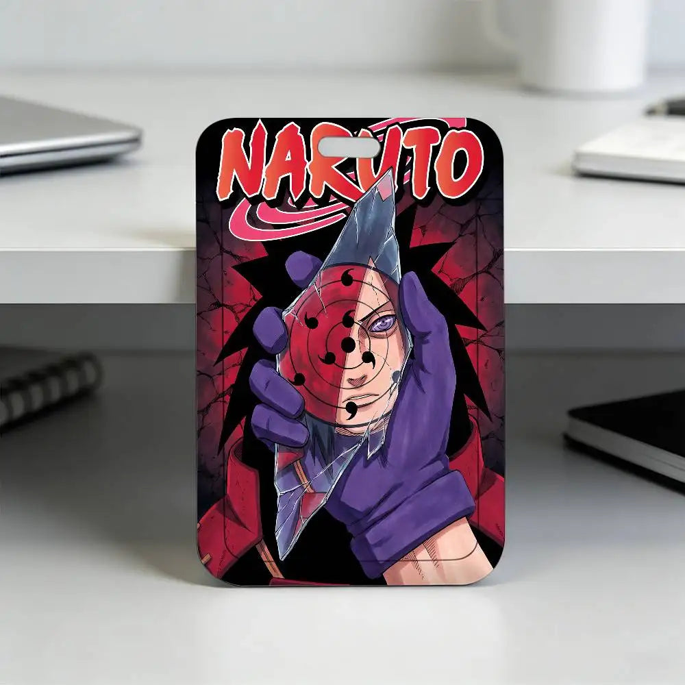 Anime N-NARUTO Akatsuki Itachi Sharingan Transparent Card Holder Employee Plastic Slide Cover Lanyard Work Business ID Bag Bus