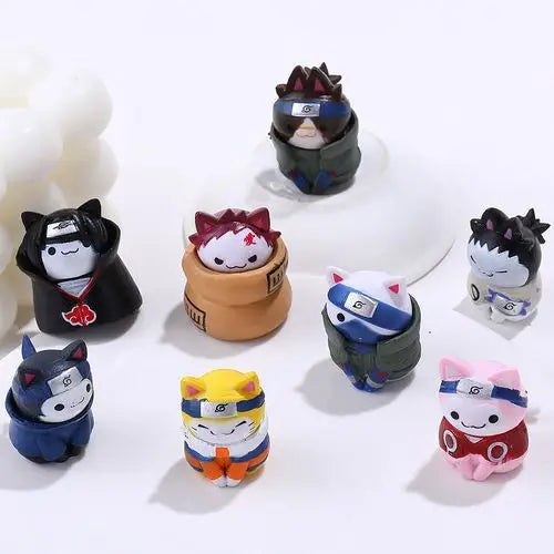 Naruto cat blind box figures, mini versions of Naruto and Sasuke, anime fan collectible desktop decorations, gift for friends
