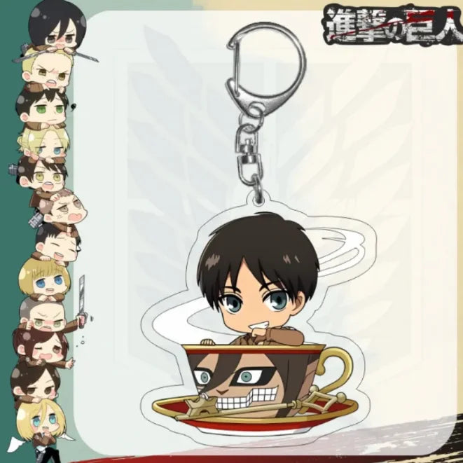 Acrylic Keychain for Attack On Titan Levi Annie Erwin Historia Hange Chibi Version Acrylic Key Buckle Anime Decoration Pendant