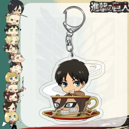 Acrylic Keychain for Attack On Titan Levi Annie Erwin Historia Hange Chibi Version Acrylic Key Buckle Anime Decoration Pendant