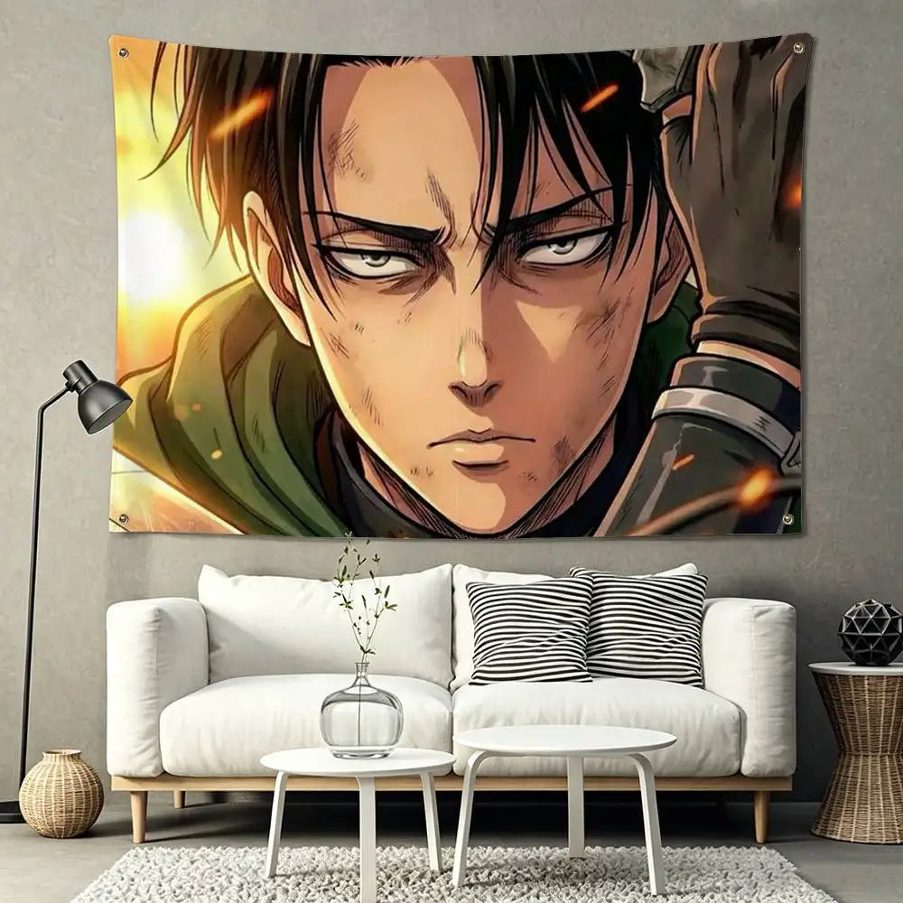 Attack on Titan Levi Ackerman Flags for Bedrooms Home Decor Items Outdoor Decors Garage Decoration Flaga