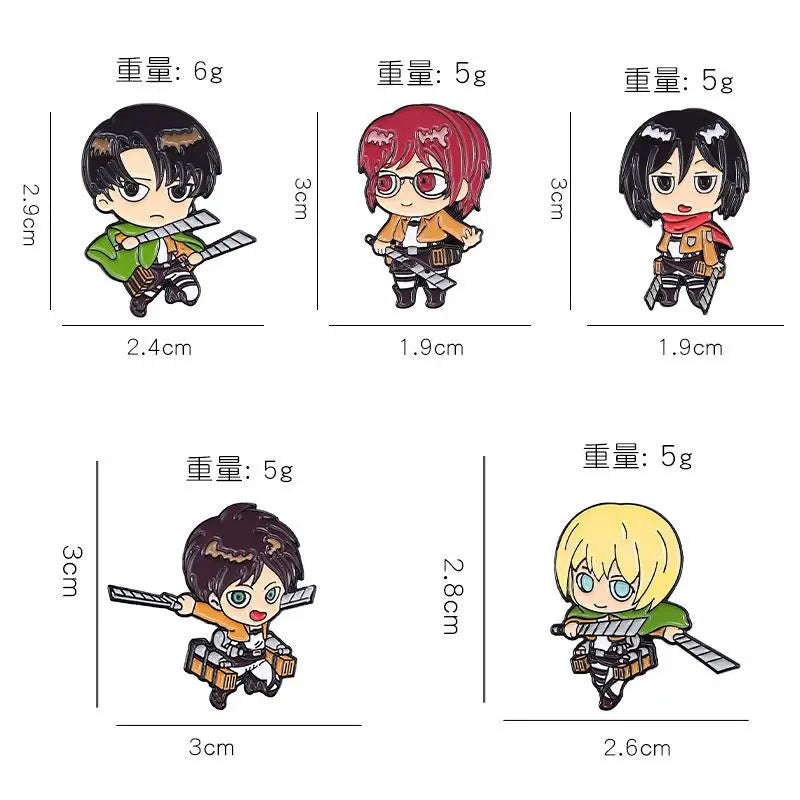 Creative Q Version Attack on Titan Metal Brooch Cute Anime Cartoon Badge Fashion Lapel Pin Accessories Fans Collection Gift