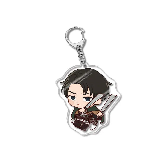 Attack On Titan Acrylic Figure Display Cartoon Keychain Eren Mikasa Levi Anime Desk Ornament Key Ring Accessories Q Version