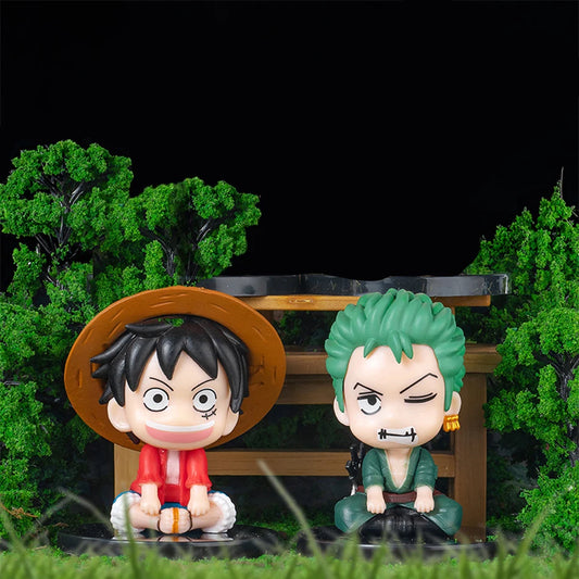 Anime One Piece Figurine Mini Sitting Posture Solon Wearing Hat Luffy Figurine PVC Model Desktop Ornament Anime Peripheral Toys