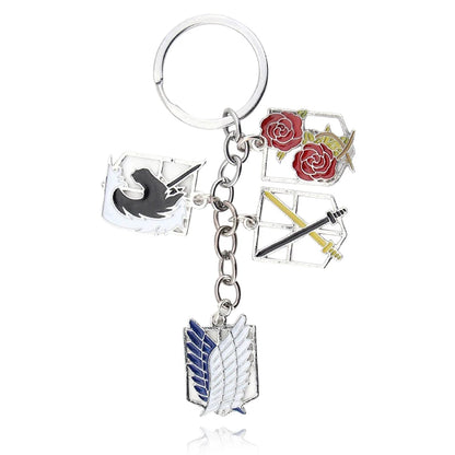Anime Attack On Titan Shingeki no Kyojin Keychain Pendant Key Chain Scouting Legion Emblem Cosplay Jewelry Gift for Women Men