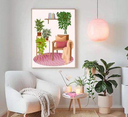 Trendy Cute Plants On A Shelf Posters Modern Quirky Plant Minimalism Prints Canvas Painting Wall Pictures Home Living Room Decor