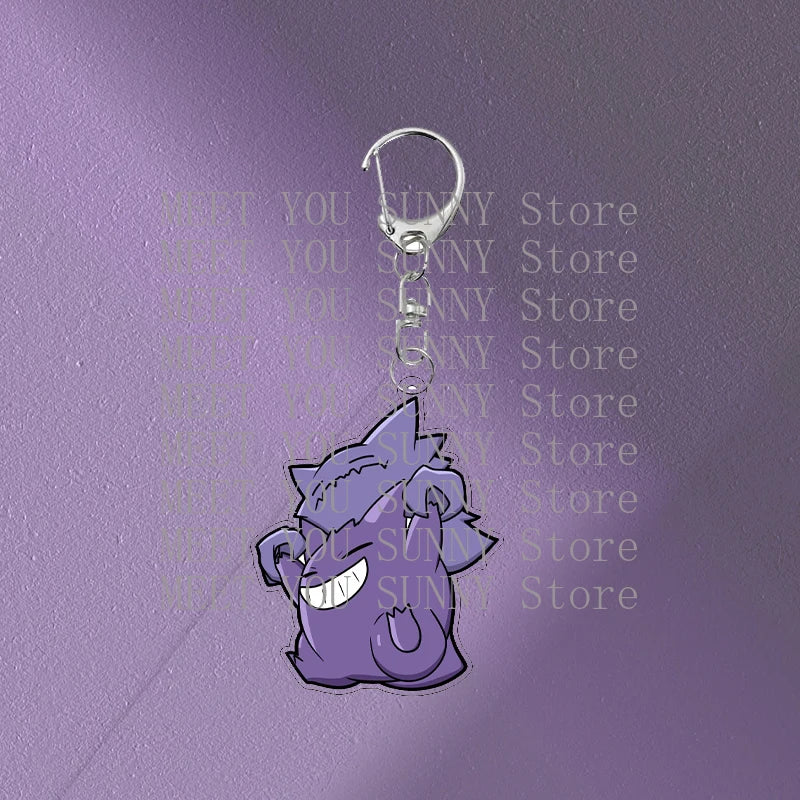 Anime Gengar Acrylic Keychain Pocket Monster Cartoon Kawaii Figure Creative Backpack Charm Pendant Toy Students Accessories Gift
