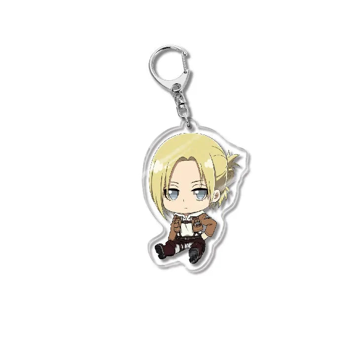 Attack On Titan Acrylic Figure Display Cartoon Keychain Eren Mikasa Levi Anime Desk Ornament Key Ring Accessories Q Version