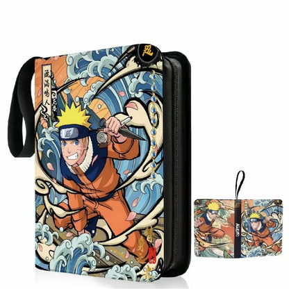 NARUTO Cards Binder 4/9 Pocket Trading Card Holder Collector Anime Card Album with 50 inner Pages Zipper Holder Up to 900 Cards