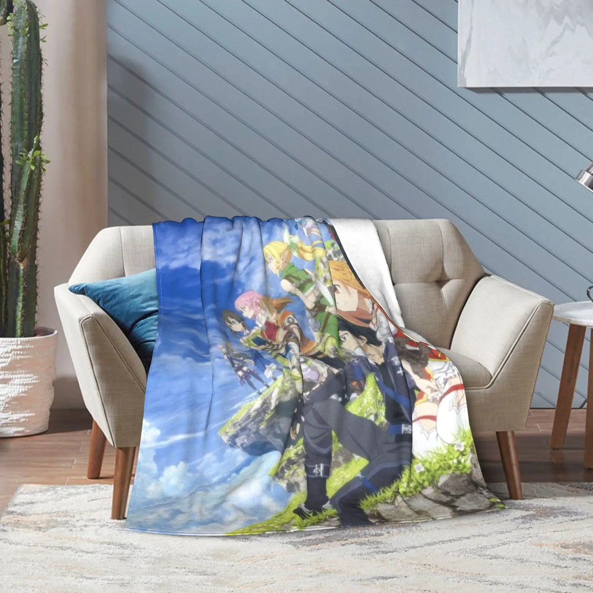 Sword Art Online Kirito Asuna Throw Blanket