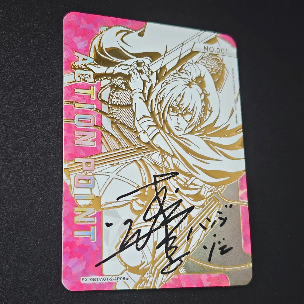 Union Arena Attack On Titan Anime Collection Card Levi Ackerman Hange Zoe Signature Card Textured Refractive Flash Card Kid Gift
