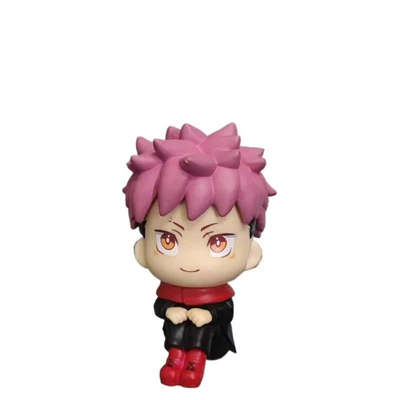 [Caliente] Jujutsu Kaisen Chibi Conjunto De Figuras Sentadas: Yuji, Gojo, Megumi, Nobara-gran Cabeza Lindo Anime Juguete Para