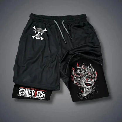 ONE PIECE Shanks Classic Anime Printed Double Layer Shorts 2026 US Summer Unisex Loose Sports Breathable Pants