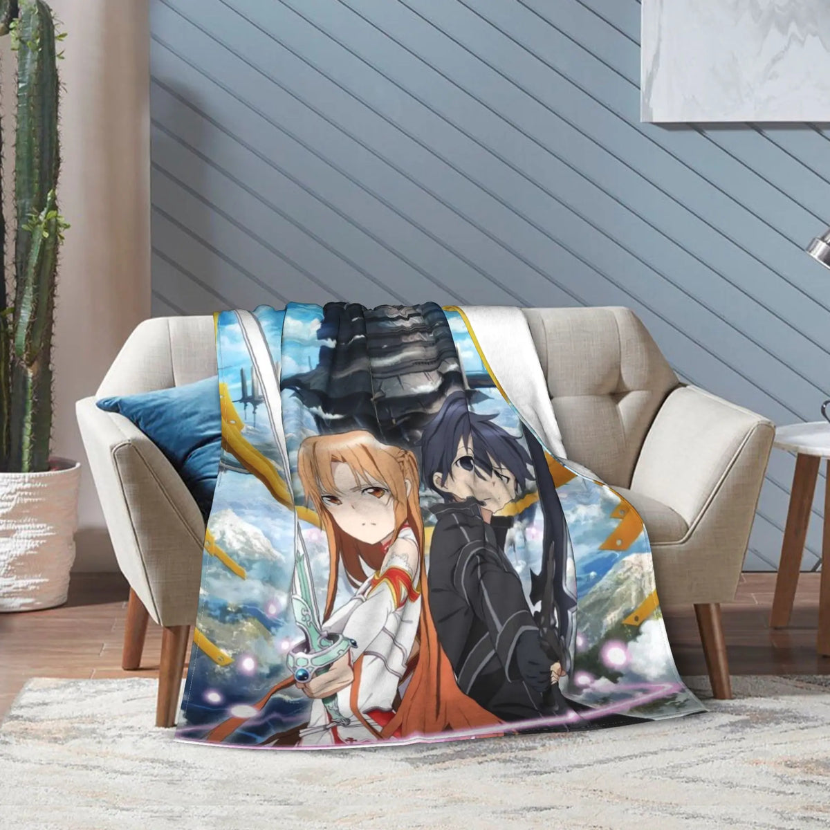 Sword Art Online Kirito Asuna Throw Blanket