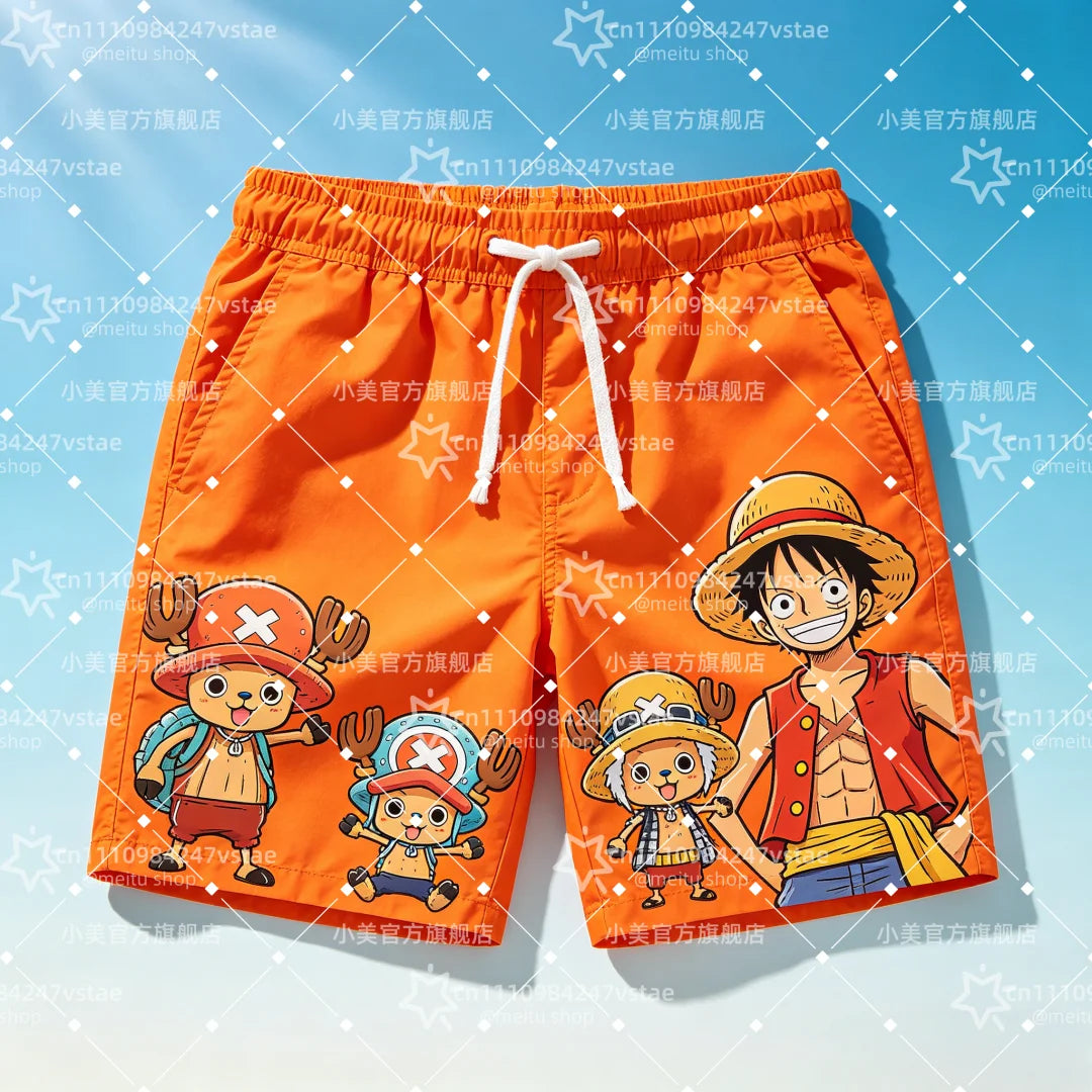 2026 Hot Sale One Piece Luffy Zoro Print Men Beach Shorts Summer Quick Dry High-quality Trendy Unisex Anime Board Shorts Sports