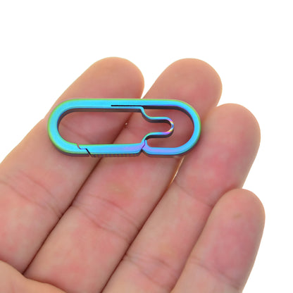 1.6inch 40mm small  Ti keychain color Solid titanium oval snap Lock Carabiner Key ring Safety Hook DIY FOB EDC camping outdoor
