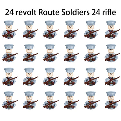 24pcs/batch WW2 Military Character WW2 Army Building Blocks Military Soldier Character Building Blocks Kids Holiday Gift Toys