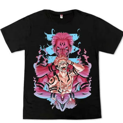 26 Summer Jujutsu Kaisen/Attack on Titan Anime Printed Loose Short-sleeved Pure Cotton Children's T-shirt Unisex Casual Loose