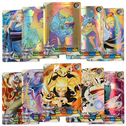 50Pcs Anime Naruto Collection Cards Naruto Uchiha Sasuke Hatake Kakashi Rare SR SSR UR Collection Cards Children Toy Gift