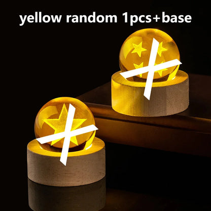 Dragoned Anime Seven Stars Crystal Ball Set LED Illuminated Wooden Base Night Lights Cartoon Balls Birthday Christmas Gift